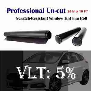 Mkbrother Uncut Roll Window Tint Film 5% VLT 24" In x 10' Ft Feet Car Home Office Glass