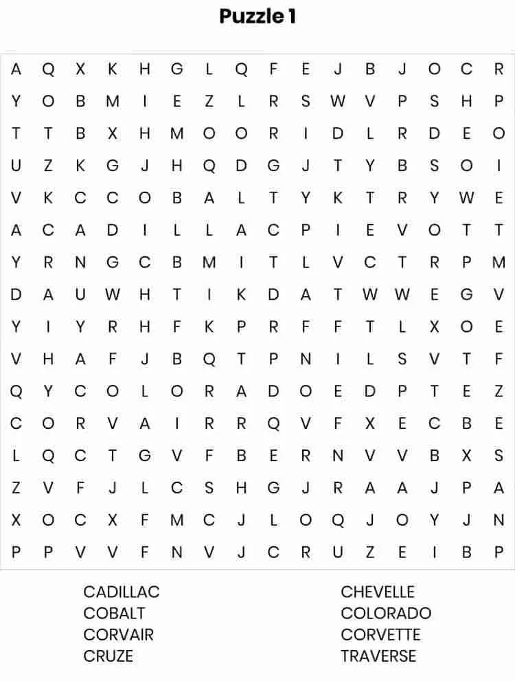 Automotive Crossword Puzzle